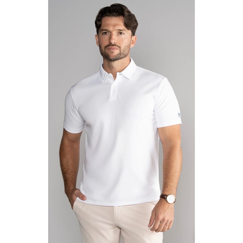 Twillory Performance Polo Shirt White Tailored Fit Mens Size M Golf Tennis Luxe